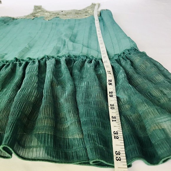 Free People Emerald Green Crochet Dress‎ Size Small Boho - Picture 6 of 7